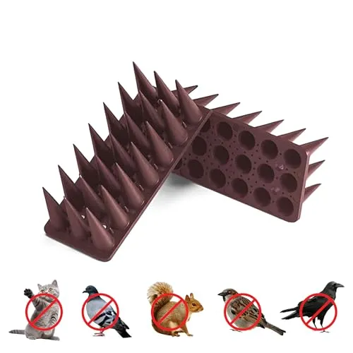 Offgridtec 20 STK. Taubenabwehr Spikes, 6m Vogelabwehr Spikes Katzenschutz für Balkon, Fensterbrett, Zaun, Dach, Einfache Montage, Witterungsbeständig, Tierfreundlicher Schutz, UV-Beständig - Braun