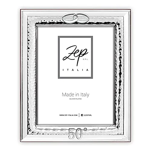 Produktbild zep srl Matera Tischrahmen Hochzeit Gold aus Silber Plated für Fotos 15 x 20 cm, Vertikal, versilbert, hergestellt in Italien