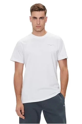 Tommy Jeans Herren T-Shirt Kurzarm Slim Rundhalsausschnitt, Weiß (White), XXL