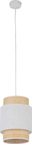 Hängeleuchte Stoff Metall E27 Ø 20 cm rund H: max. 170 cm in Weiß Gold Modern Hängelampe