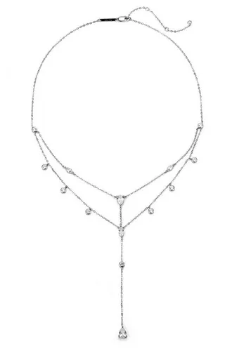 Hey Happiness Statementkette mit Tropfen Kristallen, Layering Kette, Damen Y-Kette 925 Silber vergoldet, Brautschmuck