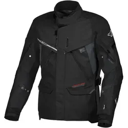 Macna Mundial Textiljacke - Wasserdicht in Schwarz/Dunkelgrau, Größe L - Motorradjacke aus durablem Durilon Fybrex mit abnehmbarer Raintex+ Membrane und Thermofutter. Sicherheit mit RISC-zertifizierten Protektoren und reflektierenden Elementen für optimale Sichtbarkeit.