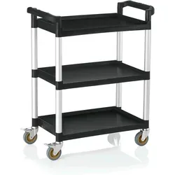 WAS Germany Servierwagen mit 3 Borden - Praktischer Servierwagen aus Polypropylen und Aluminium, 82 x 41 x 95 cm, ideal für Gastronomie und Veranstaltungen.