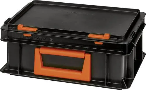 Alutec Kunststoffbox Magnus PC 5 - Schwarz/Orange - Praktische Kunststoffbox (B x H x T: 300 x 133 x 200 mm) für vielseitige Aufbewahrungslösungen, ideal für Ordnung im Büro oder Zuhause.