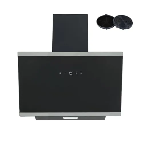 PKM Kopffreihaube KHS20-60H, Moderne 60cm Dunstabzugshaube in Schwarz - Dunstabzugshaube mit Energieeffizienzklasse A+, Touch Control und LED-Beleuchtung, ideal für eine stilvolle und effiziente Küchenbelüftung.