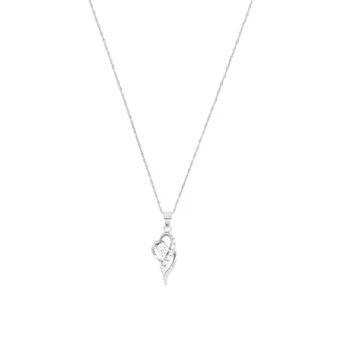 Amor Kette mit Anhänger aus 925 Sterling Silber - Elegante Damenkette aus 925 Sterling Silber, 42 cm lang, verziert mit funkelnden Zirkonia-Steinen. Ideal als Geschenk in einer Schmuckbox – perfekt für besondere Anlässe!