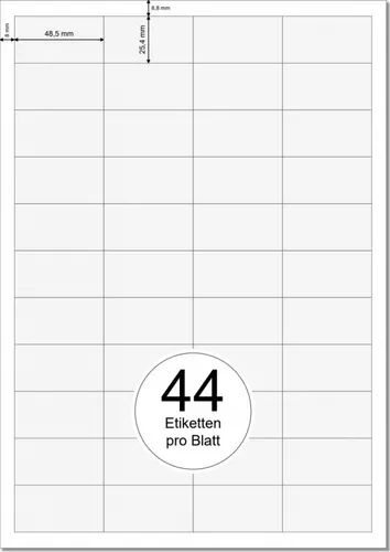 PRINTATION Papier-Etiketten (B48,5xH25,4mm) 100xA4 à 44 Eti. 1606046-GP