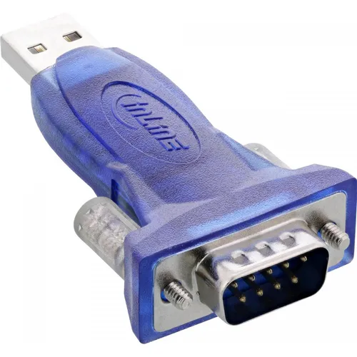 InLine 33304A USB zu Seriell Adapter - Stecker A an 9pol Sub D, 0,8m USB Verlängerung, ideal für Modem und ISDN-Anlagen