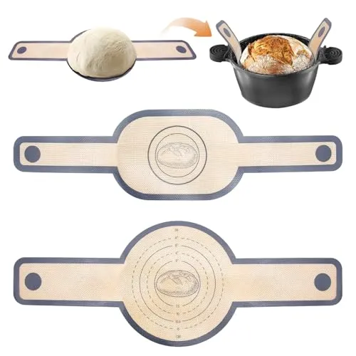 Wiederverwendbare Silikon Backmatte für Dutch Oven - Backunterlagen aus BPA-freiem Silikon, hitzebeständig und ideal für Brot, Kekse und mehr. Mit extra breiten Griffen für einfaches Handling und Reinigung!