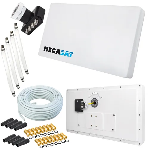 SAT Flachantenne Quad H30 D4 mit Kabel