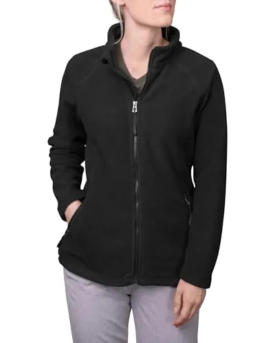 HRM Women's Full-Zip Fleece Jacket Schwarz L - Funktionsjacke für Damen aus hochwertigem Micro-Polarfleece, atmungsaktiv und ideal für Outdoor-Aktivitäten. Fair produziert und anpassbar durch Kordelzug im Saum.