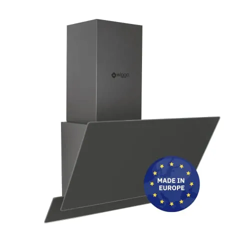 Wiggo Dunstabzugshaube 60cm kopffrei - Effiziente Abluft & Umluft mit LED Touch-Display - Dunstabzugshaube mit 300m³/h Leistung, abgewinkeltem Design für mehr Platz beim Kochen und leiser Betriebslautstärke von max. 63 dB.