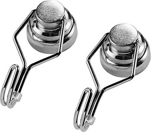 Connex Neodym-Magnethaken-Ø 25 x 67 mm-2 Stück im praktischen Set-Extra starker Magnet-21 kg Haftkraft-Für Haushalt & Werkstatt/Powermagnet/Mini-Magnet / DY7100039, silber