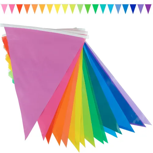 Goodymax® Wimpelkette 10 m Farbverlauf Bunt Regenbogen Rainbow Girlande Wimpel
