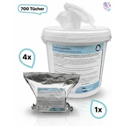 Blanc HYGIENIC Desinfektionsmitteltücher im Eimer - 700 Tücher - Sonstige Reinigungsgeräte - Universell einsetzbare, alkoholfreie Desinfektionstücher für sofortige Anwendung, 100% biologisch abbaubar und VAH-gelistet, ideal für hohe Hygienestandards in verschiedenen Bereichen.