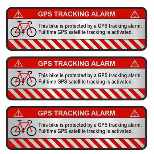 3er Set GPS Fahrrad Alu Schliff Aufkleber Folie Diebstahlschutz Alarm R054