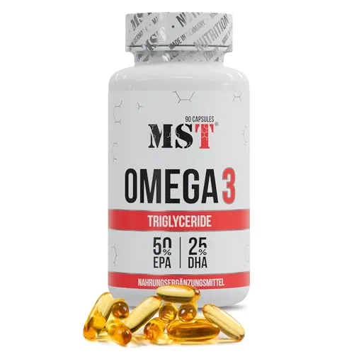 MST® Omega 3 Triglycerid 75% – hochdosiert – 1000 mg Fischöl pro Kapsel – 750 mg Omega 3 Fettsäuren – EPA + DHA – bessere Bioverfügbarkeit – rein & laborgeprüft – 90 Kapseln