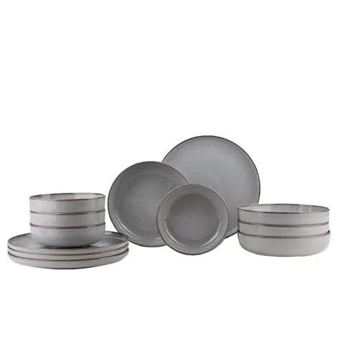 Kütahya Porselen Moderna 12-tlg. Geschirrset in Grau für 4 Personen