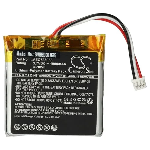 vhbw Akku Ersatz für Bang & Olufsen AEC723938 für Wireless Headset Kopfhörer (1000 mAh, 3,7 V, Li-Polymer)