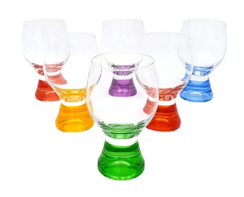 Bohemia Rotweingläser, Saftgläser Kristall - 6er Set Gina painted - Wassergläser, handbemalt in bunten Farben, ideales Set für festliche Anlässe oder als Geschenk, Volumen: 340 ml, nicht spülmaschinenfest.