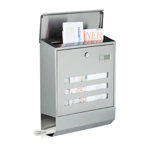 Edelstahl Briefkasten mit Namensschild - Design Mailbox abschließbar - Briefkästen & Briefkastenklappen: Hochwertiger Edelstahl, schickes Design und abschließbar für Sicherheit und Stil im Eingangsbereich.