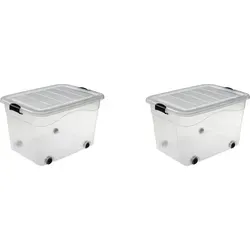 Stück Aufbewahrungsboxen 690x515x420 mm - 100L Volumen - Praktische Aufbewahrungsboxen mit Deckel und Rädern für Haushalt und Gastronomie. Robuster Schnappverschluss und stapelbar, ideal für Lebensmittel, Kleidung oder Spielzeug. Hergestellt aus leicht zu reinigendem PP-Material.