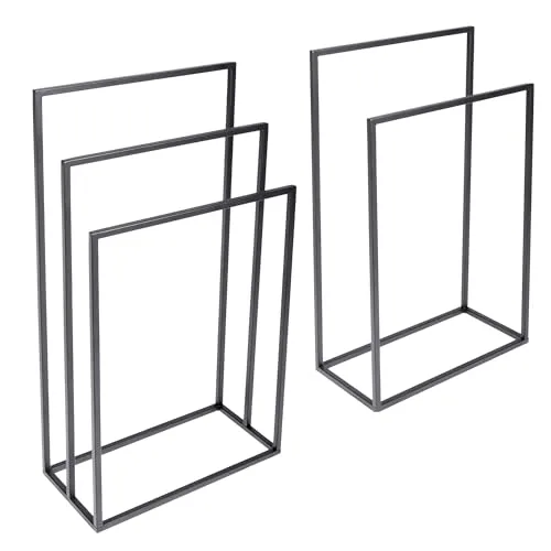 Natural Goods Berlin Trio Handtuchständer freistehend/pulverbeschichteter Standhandtuchhalter aus Metall/platzsparend mit 3X Handtuchstange/Handtuchhalter schwarz stehend