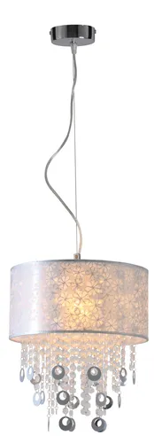 Pendelleuchte Kronleuchter Weiß Silber Shlafzimmer Lampe Wohnzimmer Deckenlampe