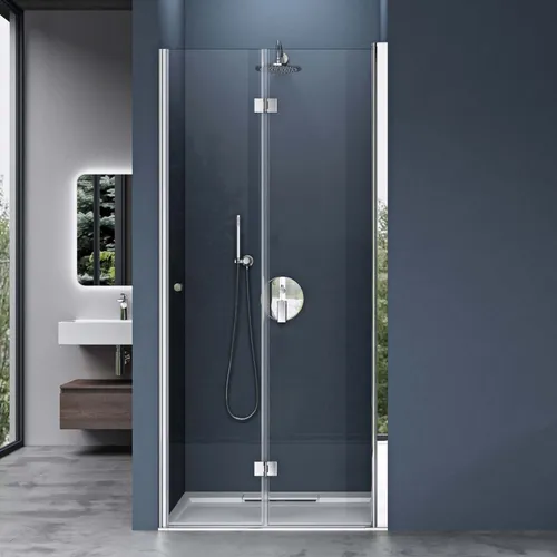 doporro Duschtür Nischentür 70x190cm - Klarglas Falttür mit Easy-Clean-Beschichtung - Moderne Nischen-Duschabtrennung aus 6mm ESG-Sicherheitsglas mit beidseitiger Nano-Beschichtung für einfache Reinigung. Ideal für platzsparende Badezimmerlösungen.