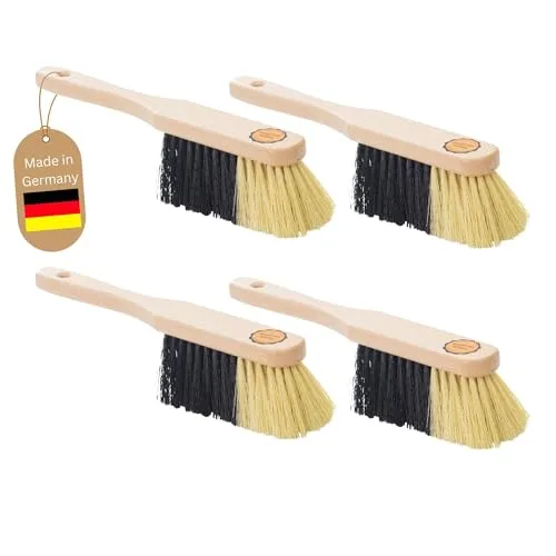 Novaliv 4er Set KUNSTBORSTEN Handfeger Besen weiche Borsten - Schrankbesen Camping Handfeger Auto Besenbürste - Idealer Schneebesen Auto Hand Brush Vorzeltteppich Wohnwagen Handbesen Holz Handkehrer