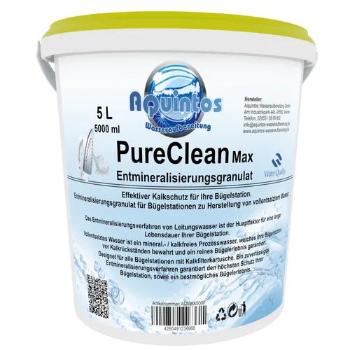 Kalkschutz Granulat Purify Filterfüllung für Dampfbügelstation 5L Deionisierung