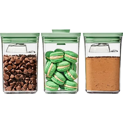 OXO Good Grips 3-teiliges POP-Behälter-Set – Pistazien-Edition - Vorratsdosen-Set in limitierter Pistazien-Edition mit luftdichtem Verschluss. Ideal für die Aufbewahrung von Zucker, Mehl und Snacks, inklusive praktischen Mini-Schaufeln.