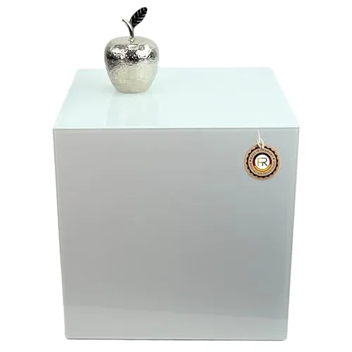 Beistelltisch, Couchtisch, Rollentisch Emilia, Glas weiß oder schwarz, Verschiedene Größen (Weiß RAL9003, 500 x 500 x Höhe 430mm)
