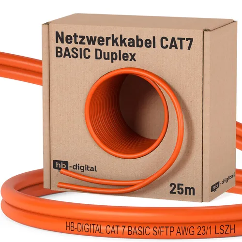 HB-DIGITAL CAT 7 LAN Netzwerkkabel 25m Duplex Basic LSZH