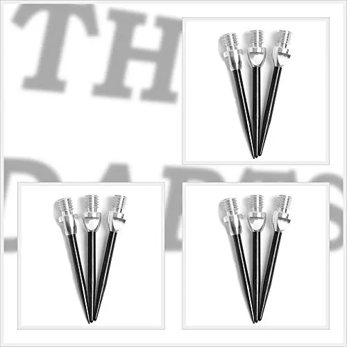THOR-DARTS Unisex – Erwachsene TD_MS2_sibl 2BA Wechselspitzen, Silber-schwarz, 3 Set (9 Stück)
