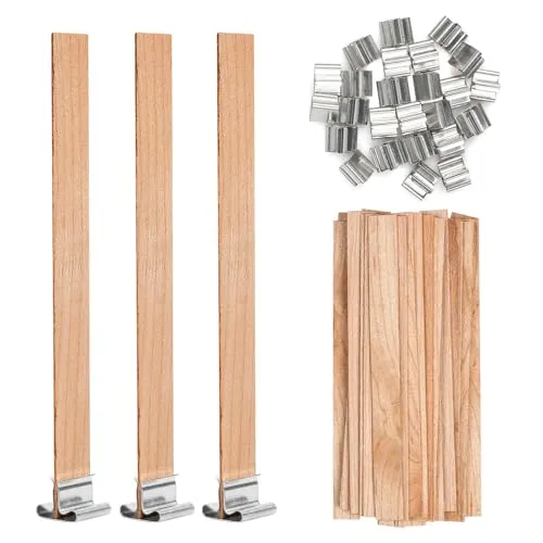 VABNEER 50 Stücke Docht für Kerzen Holz Kerze Docht Kerzen Dochte für Kerzenherstellung DIY Handwerk 13 x 130mm