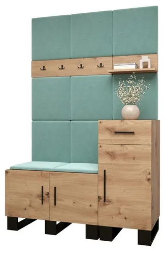 ABIKS MÖBEL Garderoben-Set ARTIN – Moderne Garderobe mit Polsterpaneelen - Das ARTIN-Garderoben-Set kombiniert elegantes Design mit praktischen Polsterpaneelen. Optimal für Flure: viel Stauraum und schallabsorbierende Eigenschaften für ein stilvolles Ambiente. Robuste Bauweise und individuelle Farbgestaltung.