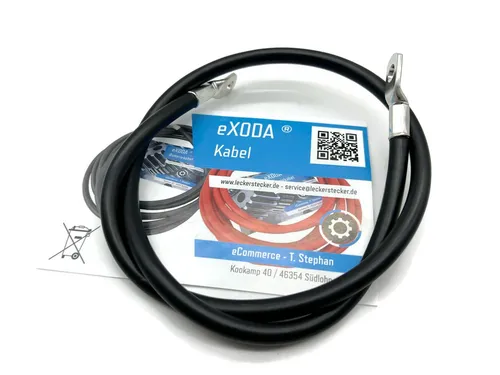 Produktbild eXODA 25 mm2 M6 M8 Batteriekabel, Schwarz, (75 cm), 99% Kupfer