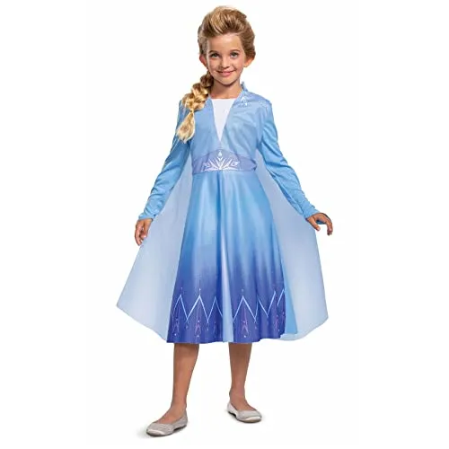 Disguise Disney Elsa Kostüm für Mädchen, Eiskönigin Kleid, 7-8 Jahre - Verwandle dein Kind in die Eiskönigin mit diesem offiziellen Disney Elsa Kostüm. Hochwertiges Kleid mit glitzerndem Schneeflockenmotiv und Umhang, ideal für Fasching und Partys.