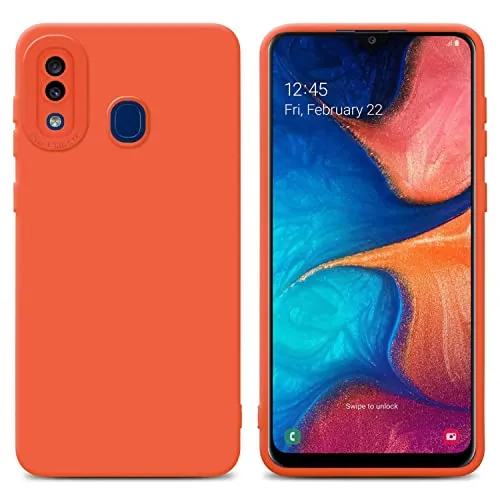 Cadorabo Hülle kompatibel mit Samsung Galaxy A20 A30 M10s Schutzhülle TPU Silikon Case Liquid Design mit Kameraschutz Slim Kratzfest Gummi mit Rundumschutz Case Hülle für Galaxy A20 A30 M10s in Orange