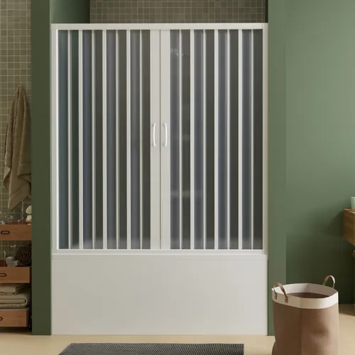 BADDENWANNEFALTWAND DUSCHWAND WEIßE PVC FALTTÜR 170 CM H 150