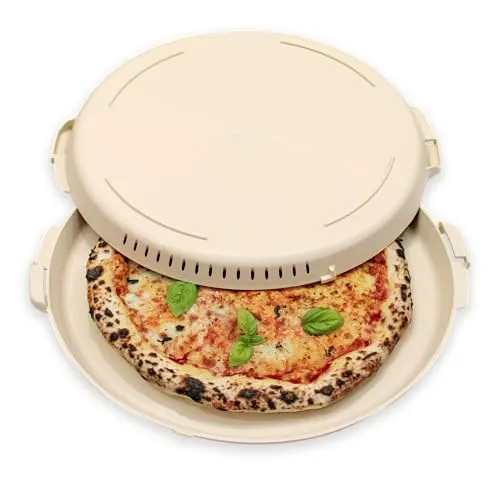 PIZZycle Pizzakarton Mehrweg Pizza Aufbewahrungsbox stapelbar - nachhaltig - wärmeisolierend - Pizzabox passend für Pizza bis 33x33 cm - Pizza Mehrwegverpackung - Pizza Box mit Deckel (Dough)