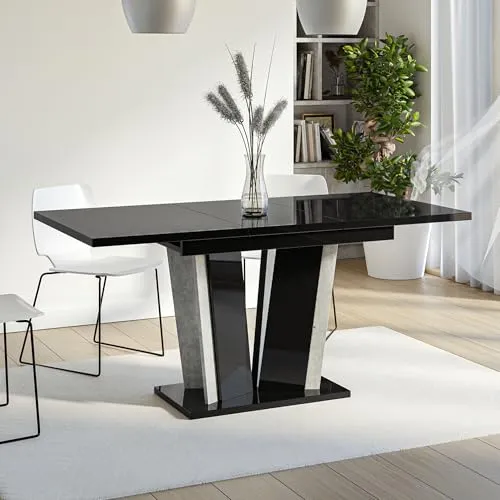 Home Collective Ausziehbarer Esstisch für 4-6 Personen – Schwarz glänzend - Moderner Esstisch mit cleverer Auszugsfunktion von 120 cm auf 160 cm, ideal für flexible Nutzung in Küche oder Esszimmer. Platzsparend verstaut und robust verarbeitet, fügt er sich harmonisch in zeitgemäße Wohnkonzepte ein.
