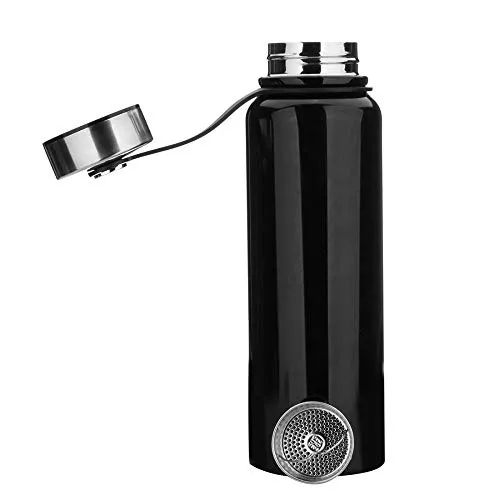 1,5 L Metall Wasserflasche, Trinkflasche Thermosflasche Edelstahl Isolierflasche, Auslaufsichere Design Geeignet für Sport, Fitnessstudio, Radfahren, Schwarz