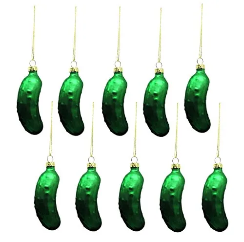 Geschenkestadl 10 x Weihnachtsgurke Glas Gurke Anhänger Baumschmuck Christmas Pickle Weihnachten
