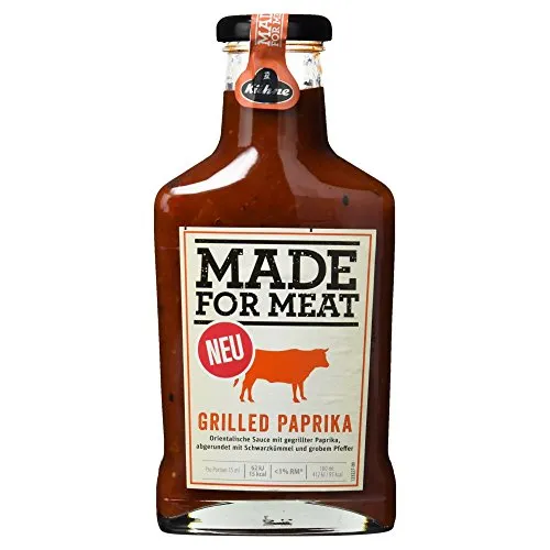 Kühne Grillsauce Made for Meat - Grilled Paprika - Paprikasauce für Grillliebhaber, vegan und laktosefrei, ideal zu Fleisch, Geflügel und Gemüse – ein einzigartiges, orientalisch-würziges Geschmackserlebnis!