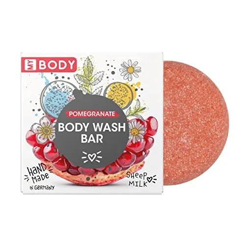 MY BODY handgefertigtes festes Body Wash in Papierschachtel, für alle Hauttypen, Naturkosmetik, ohne Mineralöle und, handgefertigt in Deutschland, Duft: Granatapfel