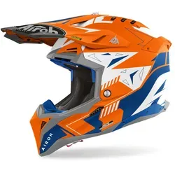 Airoh Aviator 3 Spin Motocross Helm in Orange, Größe S - Hochwertiger Motocross Helm mit Doppel-D-Ringverschluss, optimaler Belüftung und aerodynamischem Spoiler für besten Tragekomfort und Sicherheit.