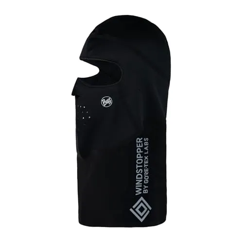 Buff® Windproof Balaclava Schwarz Unisex Erwachsene - Sturmhaube aus recyceltem Material mit Windstopper-Technologie für optimalen Schutz und Atmungsaktivität, ideal für aktive Outdoor-Aktivitäten.