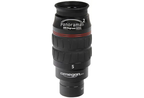 Omegon Panorama II 5mm Okular 1.25'' - Teleskop-Zubehör mit 100° Gesichtsfeld für grenzenlose Weitwinkelbeobachtungen, hohe Randschärfe und wasserdichtes Design für langlebige Leistung.